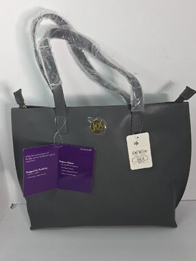 (New) Joy Mangano Collection Gray Leather Tote Bag
